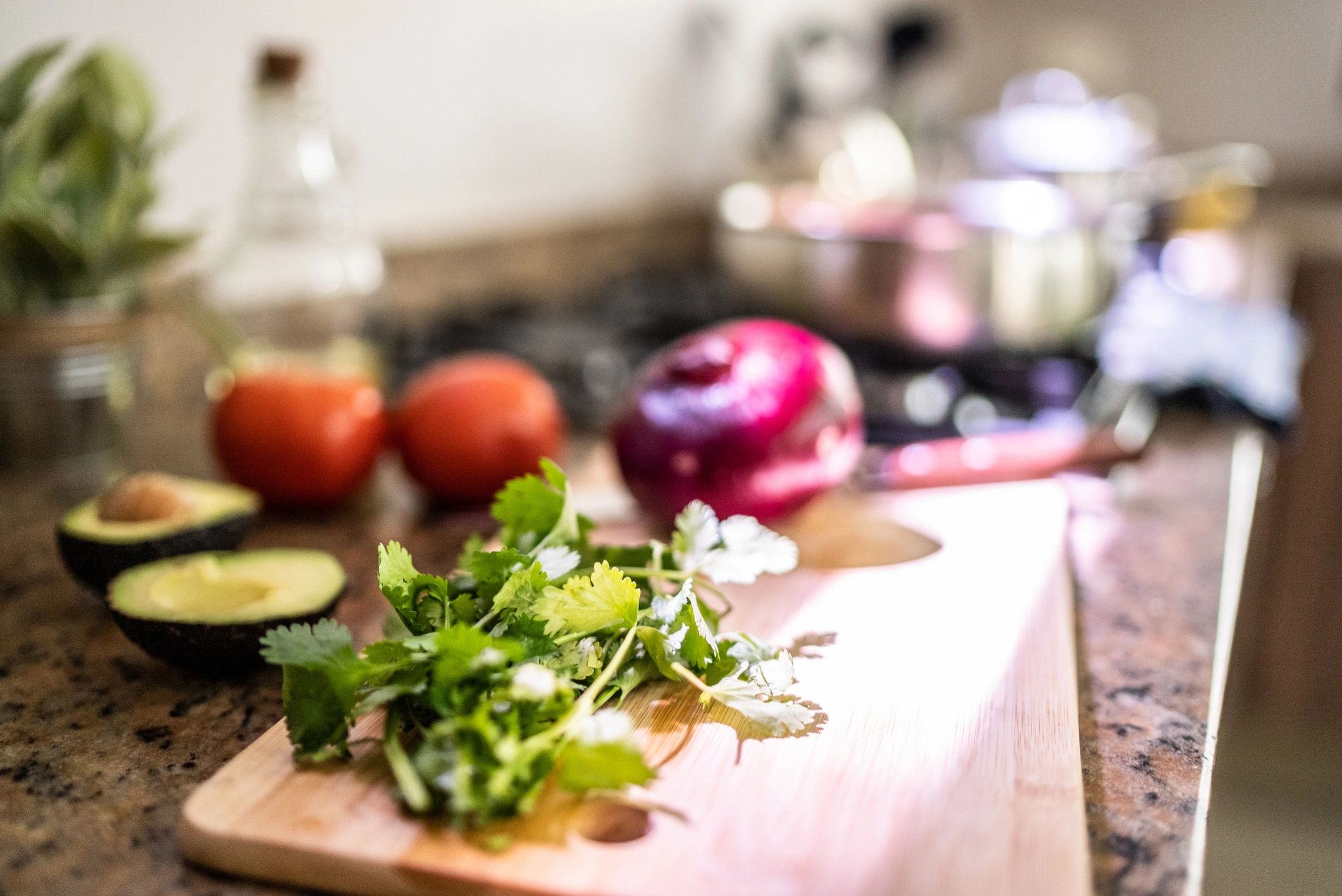 Meal prep ingredients on a kitchen counter